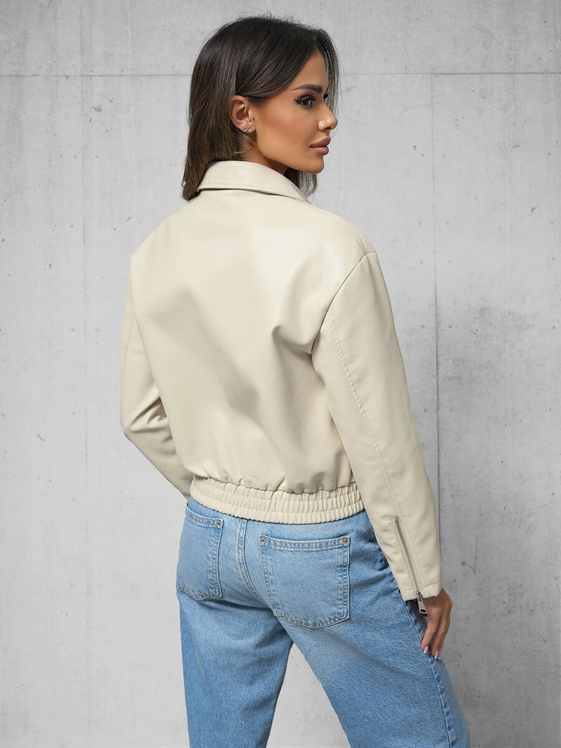 Smėlinis Moteriška Odinė Striukė OZONEE O/G116