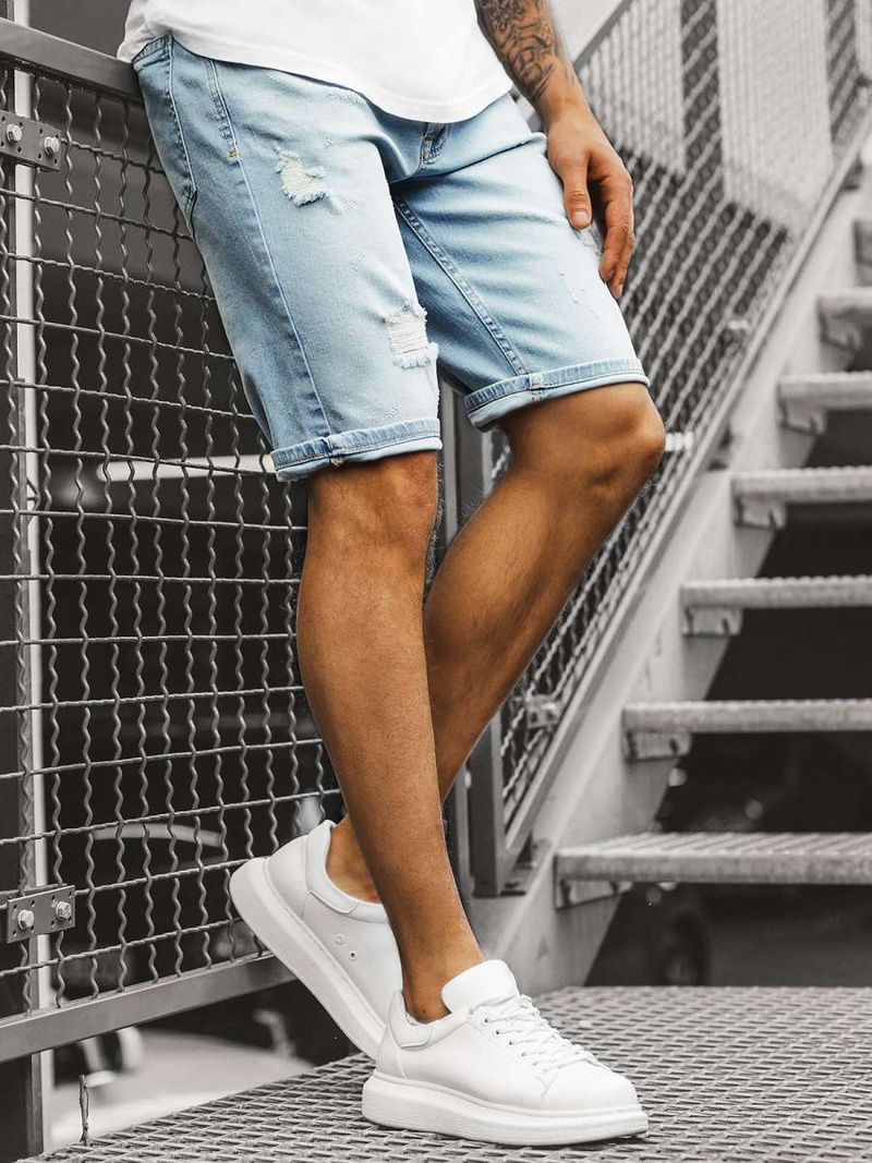 Šviesiai-Mėlyni Vyriški džinso šortai OZONEE B/55055