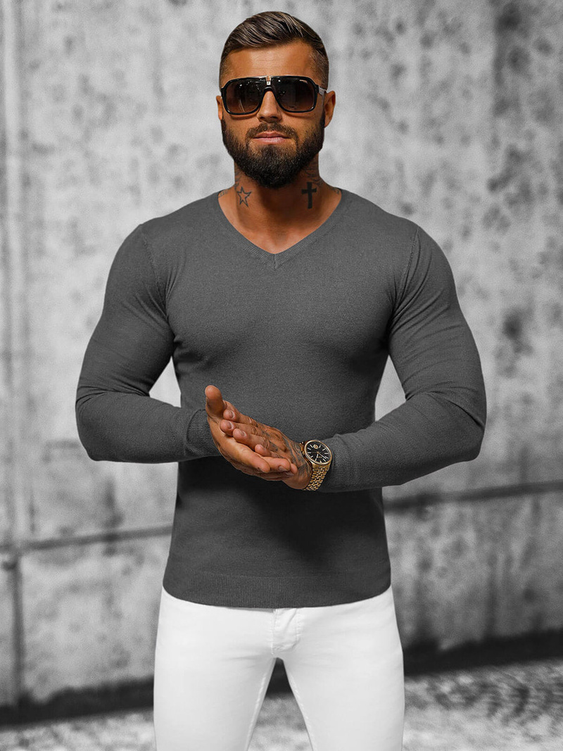 Grafitinis vyriškas megztinis OZONEE NB/MMB601/3Z