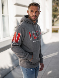 Grafitinis vyriškas džemperis su gobtuvu OZONEE JS/8B1739/5