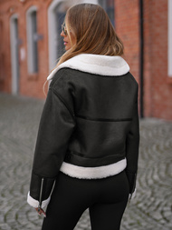 Juoda Moteriška Odinė Striukė OZONEE JS/11Z8256