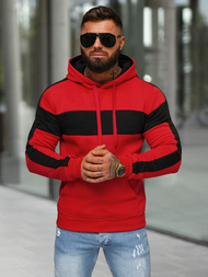 Raudona vyriškas džemperis su gobtuvu OZONEE JS/8B1309/18