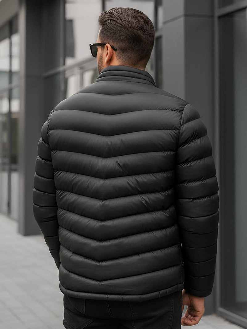 Pereinamojo laikotarpio juoda vyriška striukė OZONEE JS/SM71Z