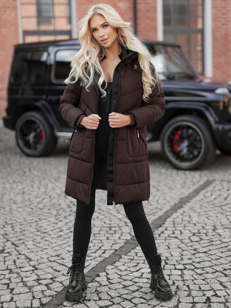 Šokoladas moteriška žieminė striukė OZONEE JS/16M9302/158Z