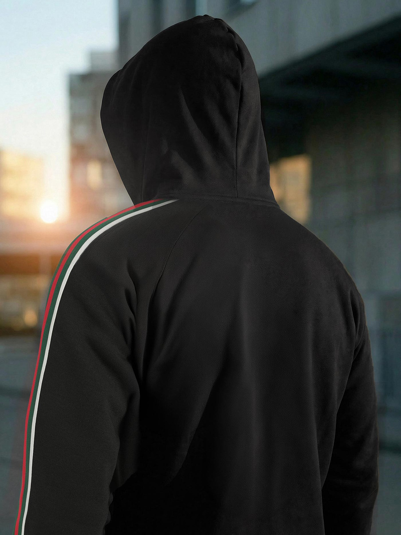 Juoda vyriškas džemperis su gobtuvu OZONEE JS/8B1731/3