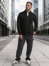 Juodas vyriškas džemperis su užtrauktuku OZONEE JS/HH016/3