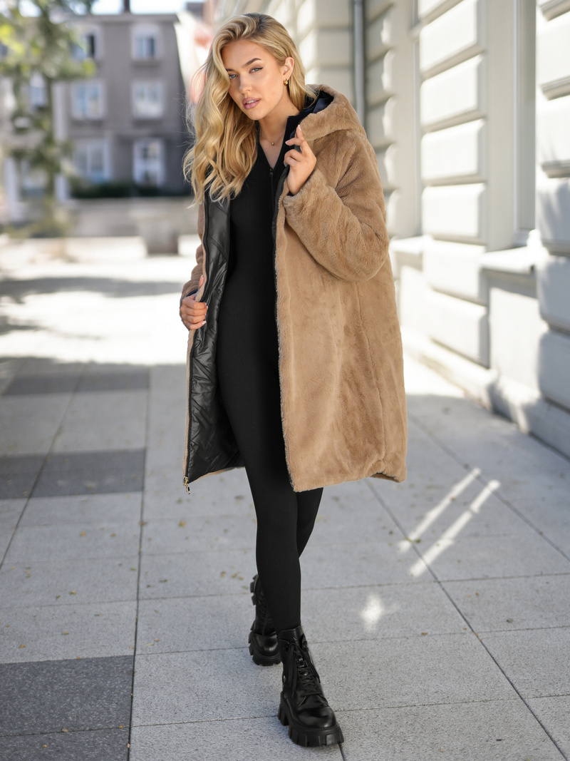 Juoda moteriška ilga žieminė striukė OZONEE JS/5M3352/392