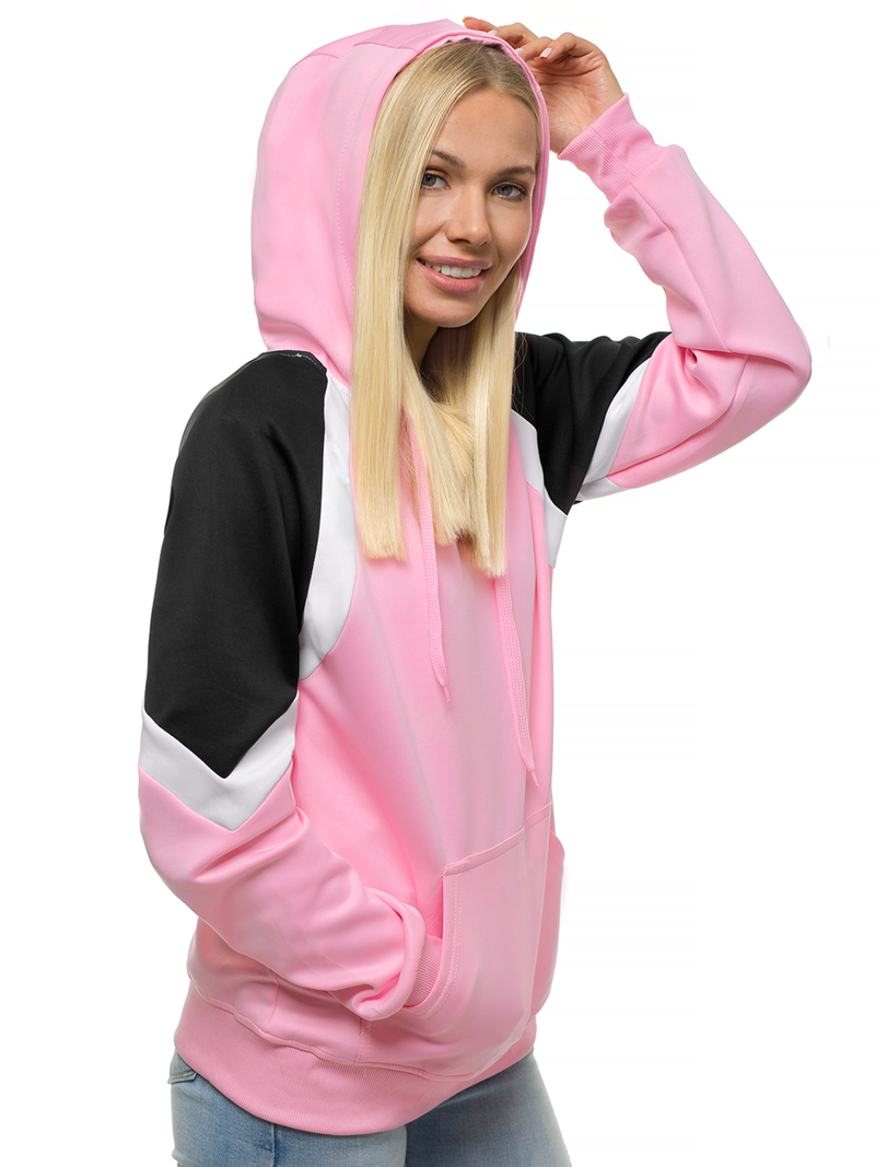 Šviesiai-Rožinė moteriškas džemperis su gobtuvu OZONEE JS/JK88118/20