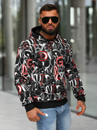 Juodas vyriškas džemperis su gobtuvu OZONEE JS/8B1237/3