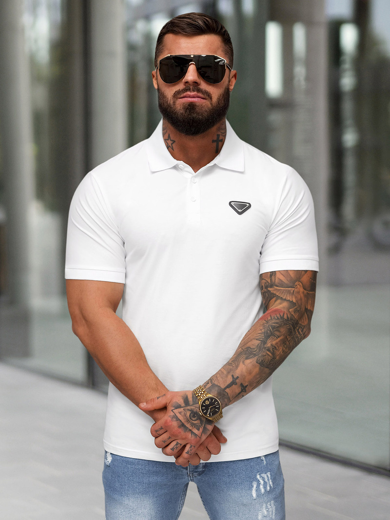 Balta vyriški polo marškinėliai OZONEE NB/MT3122