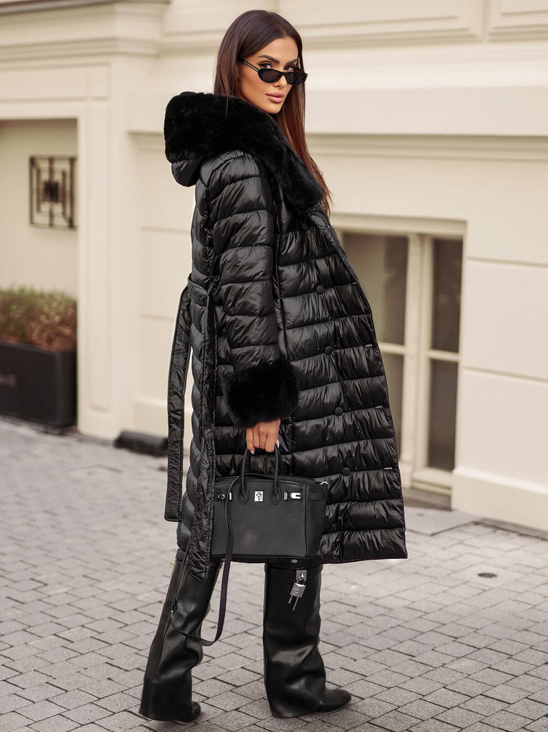 Juodi moteriška paltas OZONEE JS/5M3160/392Z