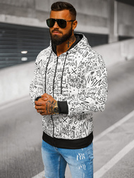 Baltas vyriškas džemperis su gobtuvu OZONEE JS/8B1182/1