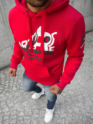 Raudona vyriškas džemperis su gobtuvu OZONEE JS/Y10005