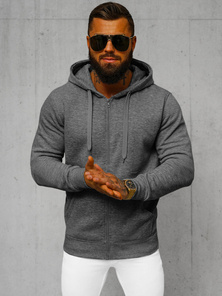 Tamsiai-Pilkas džemperis su gobtuvu OZONEE JS/2008Z