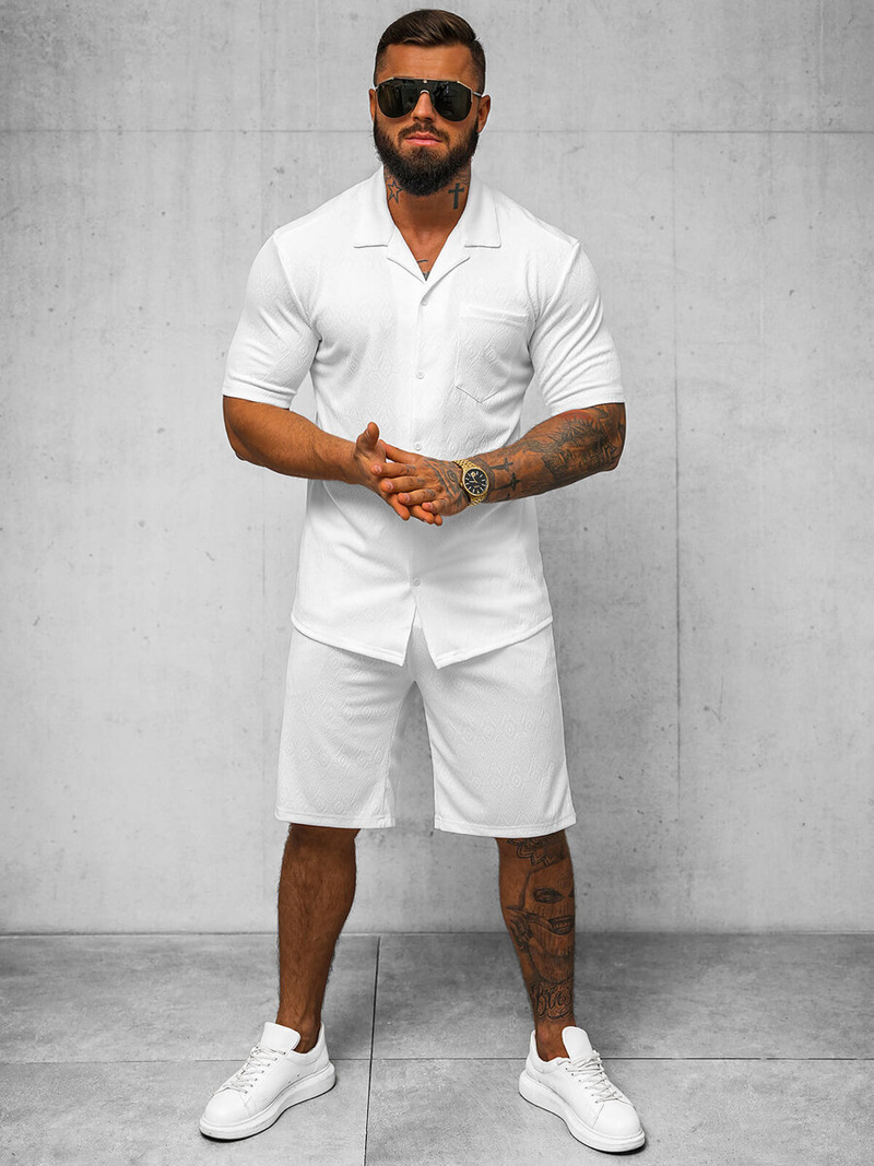 Vyriškas komplektas baltas - marškiniai ir šortai OZONEE O/3C325