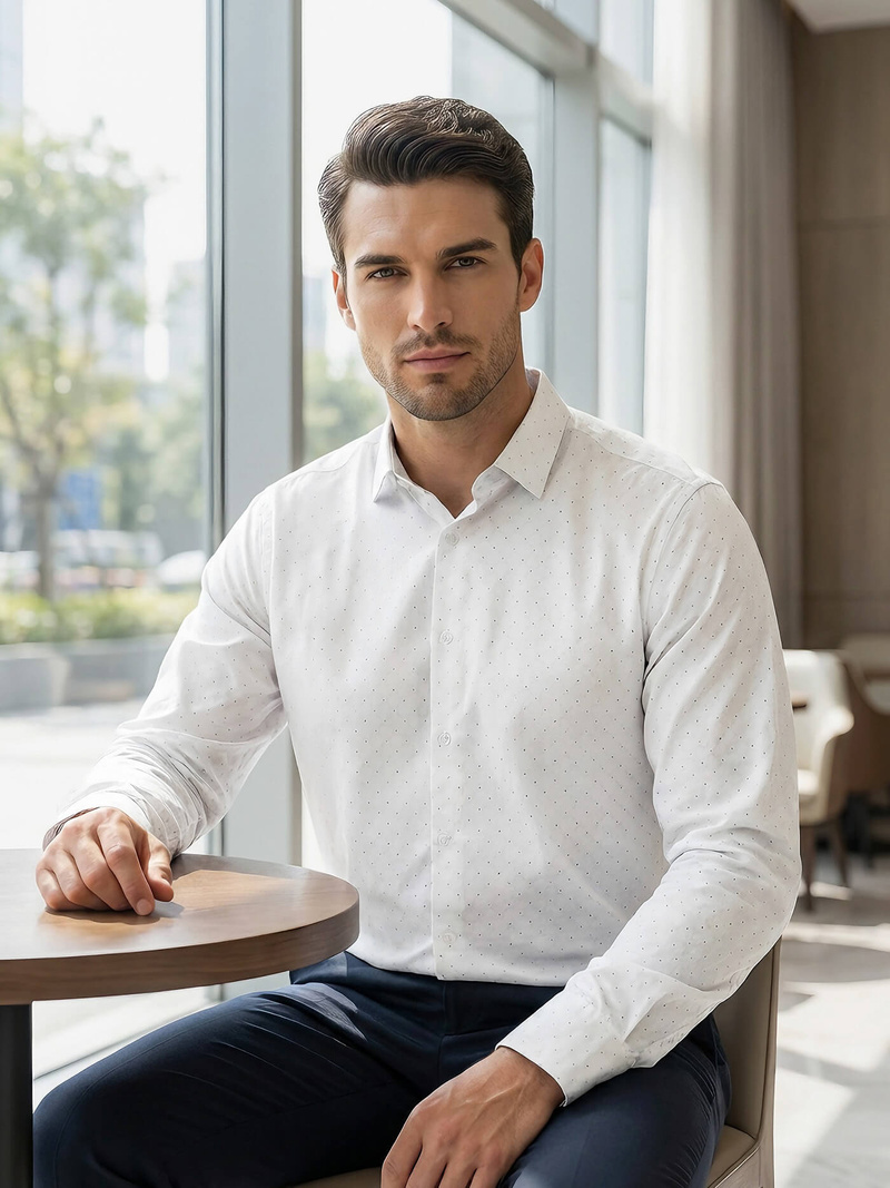 Balti vyriški marškiniai OZONEE V/V185Z