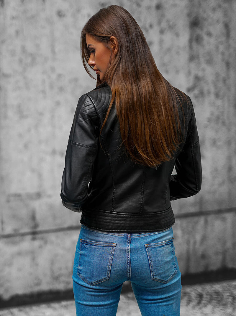 Juoda Moteriška Odinė Striukė OZONEE JS/11Z8030