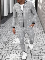 Pilkas vyriškas kostiumas - striukė ir chino kelnės OZONEE DJ/5548