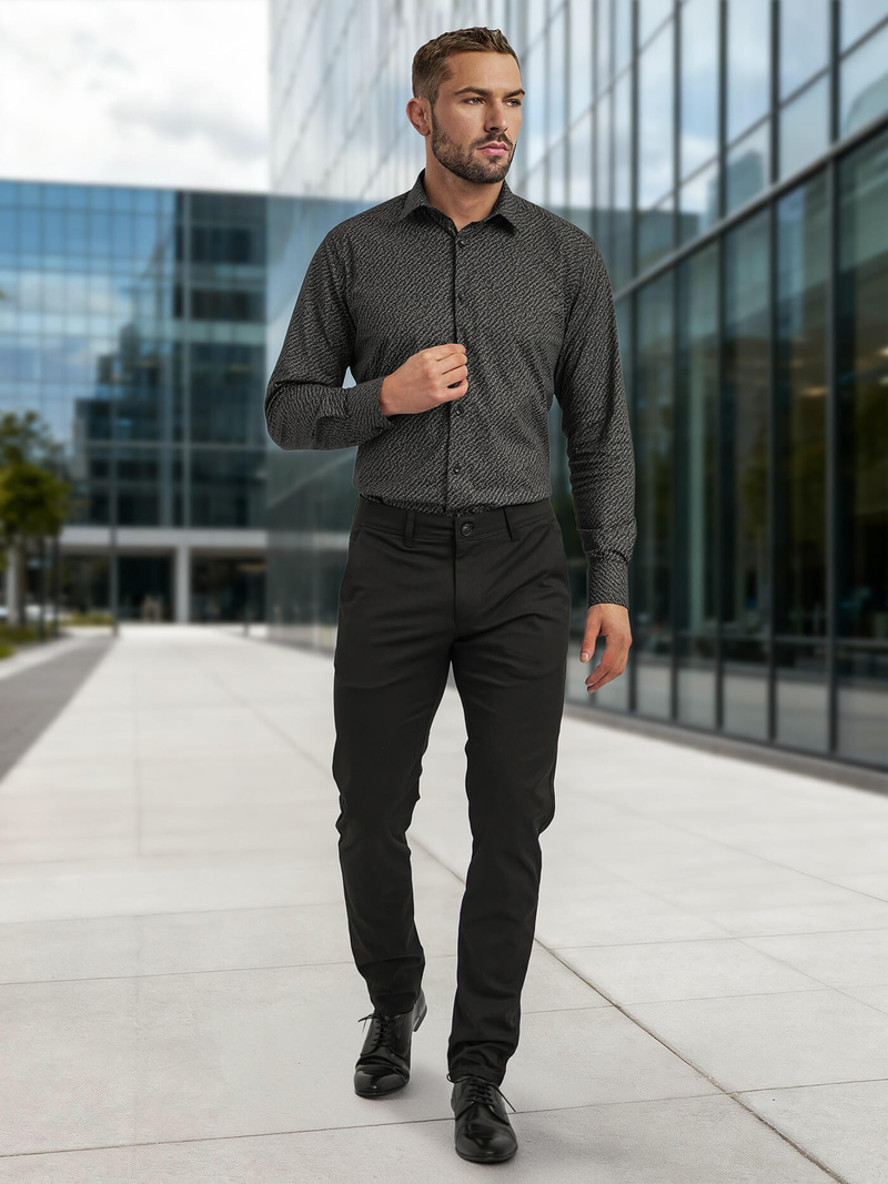 Juodi vyriški marškiniai OZONEE V/V184