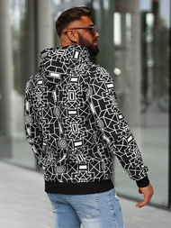 Juodas vyriškas džemperis su gobtuvu OZONEE JS/8B1236/3