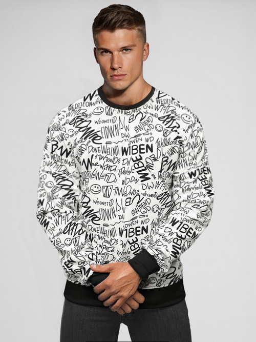 Balta vyriškas džemperis OZONEE JS/8B1218/1Z