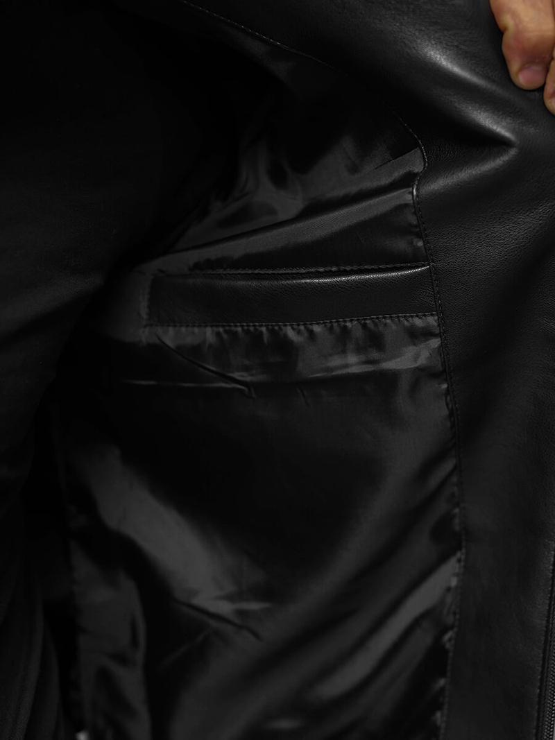 Juoda vyriška odinė striukė OZONEE JS/11Z8015