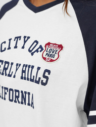 Baltai-granatinė moteriški marškinėliai OZONEE JS/R62493