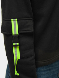 Juodas moteriškas džemperis su gobtuvu OZONEE JS/B26031