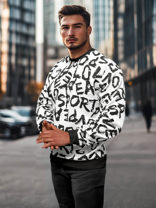 Balta vyriškas džemperis OZONEE JS/8B1191/1Z