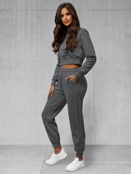 Grafitinis moteriškas sportinis dviejų dalių kostiumas OZONEE JS/8C78/5Z