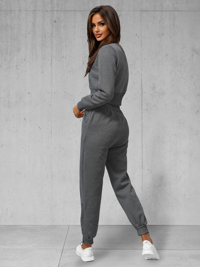 Grafitinis moteriškas sportinis dviejų dalių kostiumas OZONEE JS/8C78/5Z