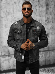 Juodi vyriška džinso striukė OZONEE NB/MJ515N