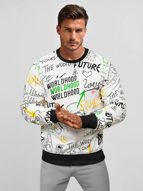 Balta vyriškas džemperis OZONEE JS/8B1228/1Z