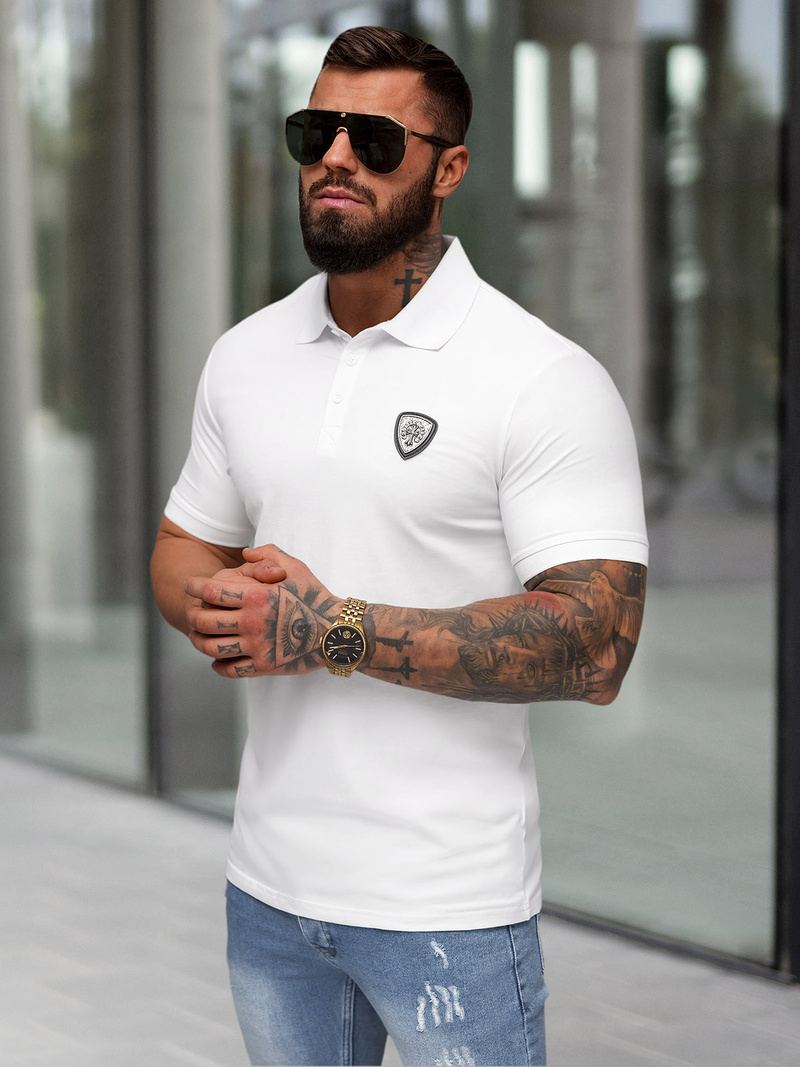 Balta vyriški polo marškinėliai OZONEE NB/MT3121