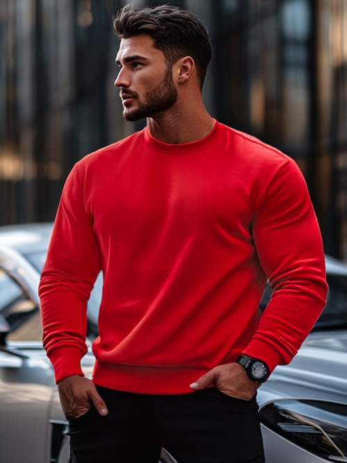 Raudonasvyriškas džemperis OZONEE JS/2001-10Z