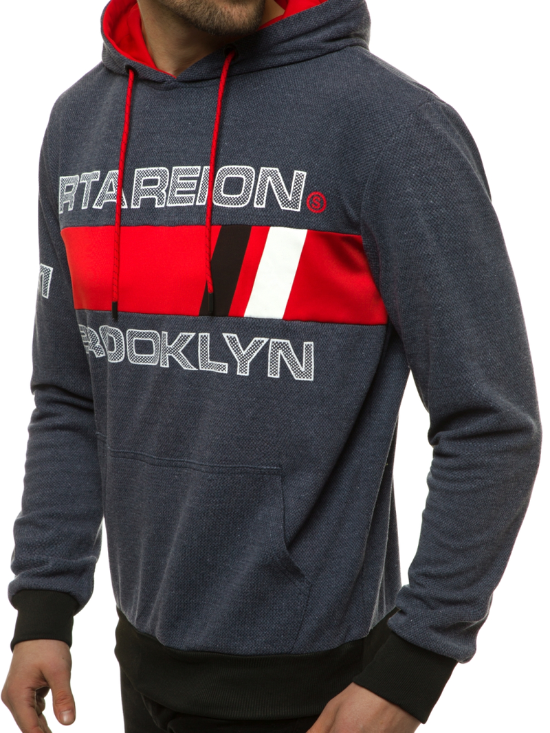 Granatinis vyriškas džemperis su gobtuvu OZONEE JS/DD20131