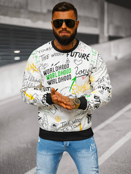 Balta vyriškas džemperis OZONEE JS/8B1228/1