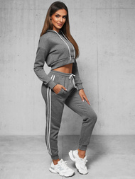 Grafitinis moteriškas sportinis dviejų dalių kostiumas OZONEE JS/8C67/5
