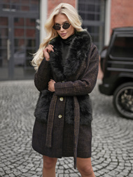 Juodi moteriškas paltas OZONEE JS/53M5200/1Z