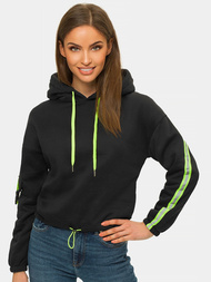 Juodas moteriškas džemperis su gobtuvu OZONEE JS/B26031