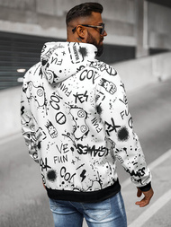 Baltas vyriškas džemperis su gobtuvu OZONEE JS/8B1227/1