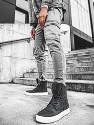 Grafitinė aukšti sneakers stiliaus batai OZONEE KN/022