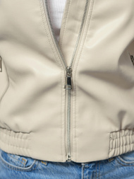 Smėlinis Moteriška Odinė Striukė OZONEE O/G116