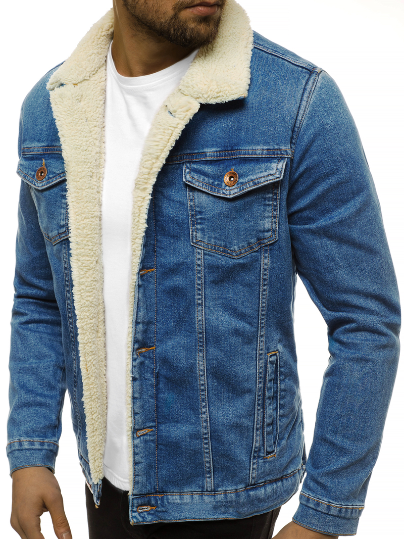 Šviesiai-mėlyna vyriška džinso striukė OZONEE BN/5938