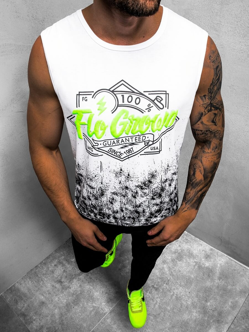 Balti vyriški marškinėliai be rankovių OZONEE JS/KS2085