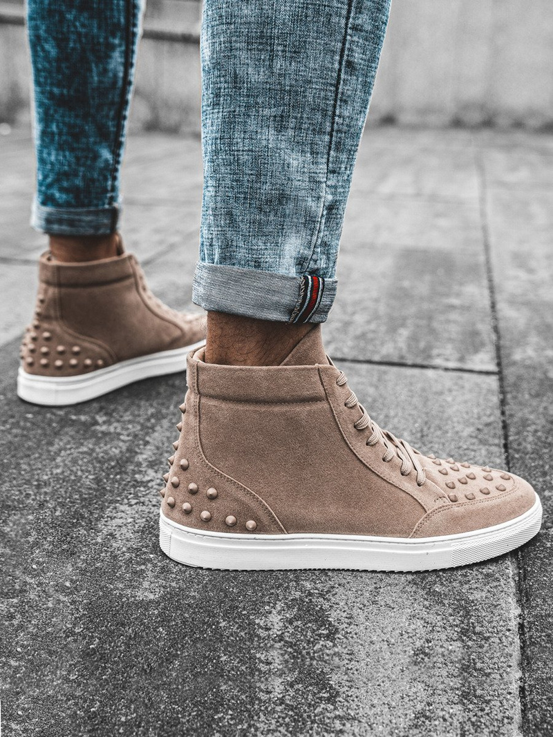 Smėlinė aukšti sneakers stiliaus batai OZONEE G/271