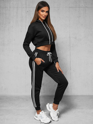 Juodas moteriškas sportinis dviejų dalių kostiumas OZONEE JS/8C67/3