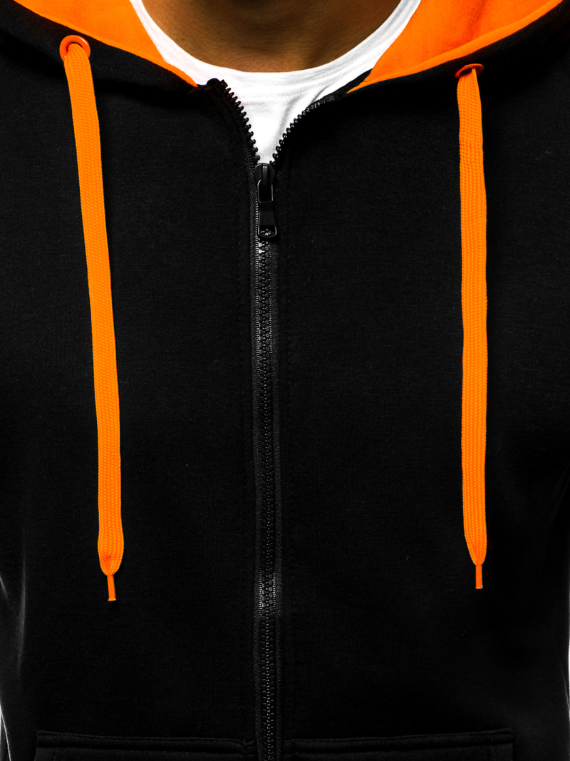 Juodai-Oranžinis vyriškas džemperis su užtrauktuku OZONEE JS/2015