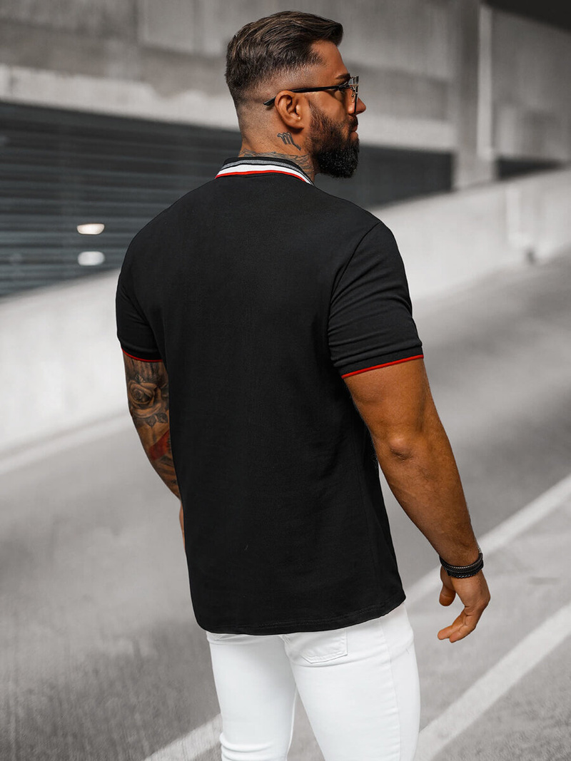 Juodi vyriški polo marškinėliai OZONEE O/DA719