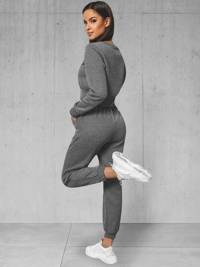 Grafitinis moteriškas sportinis dviejų dalių kostiumas OZONEE JS/8C78/5